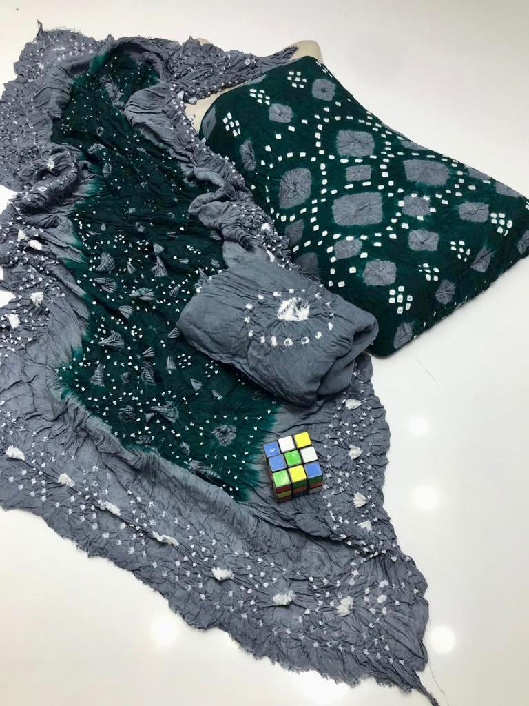 3PC Lilen Suit – Handmade Chunri Work (Two-Tone)