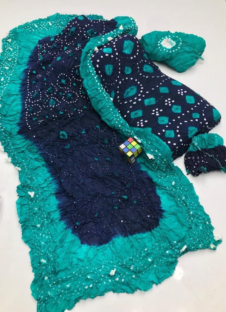 3PC Lilen Suit – Handmade Chunri Work (Two-Tone)