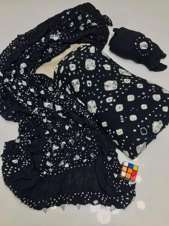 3PC Lilen Suit – Handmade Chunri Work (Two-Tone)