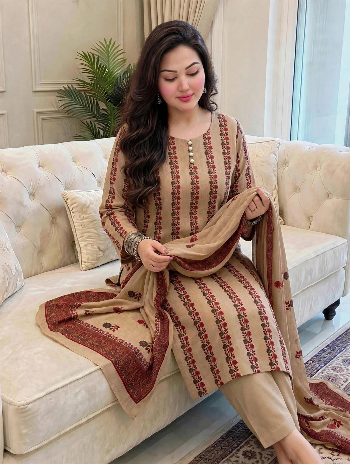 Pashmina kalamkari print